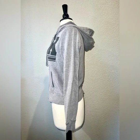 PINK VICTORIA’S SECRET Heather Grey Zip-Up Hoodie w/ Front Logo - Picture 4 of 7